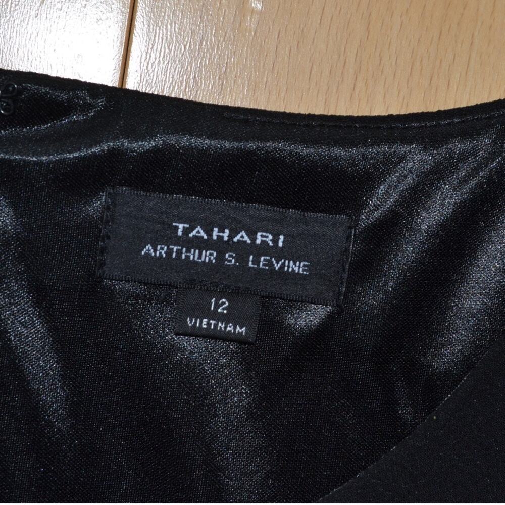 Tahari Black Midi Shift Long Sleeve Dress Size 12 - Picture 3 of 4